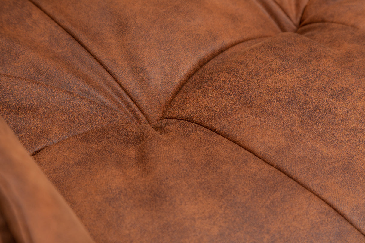 Swivel chair LOUNGER 180° with armrests microfibre light brown