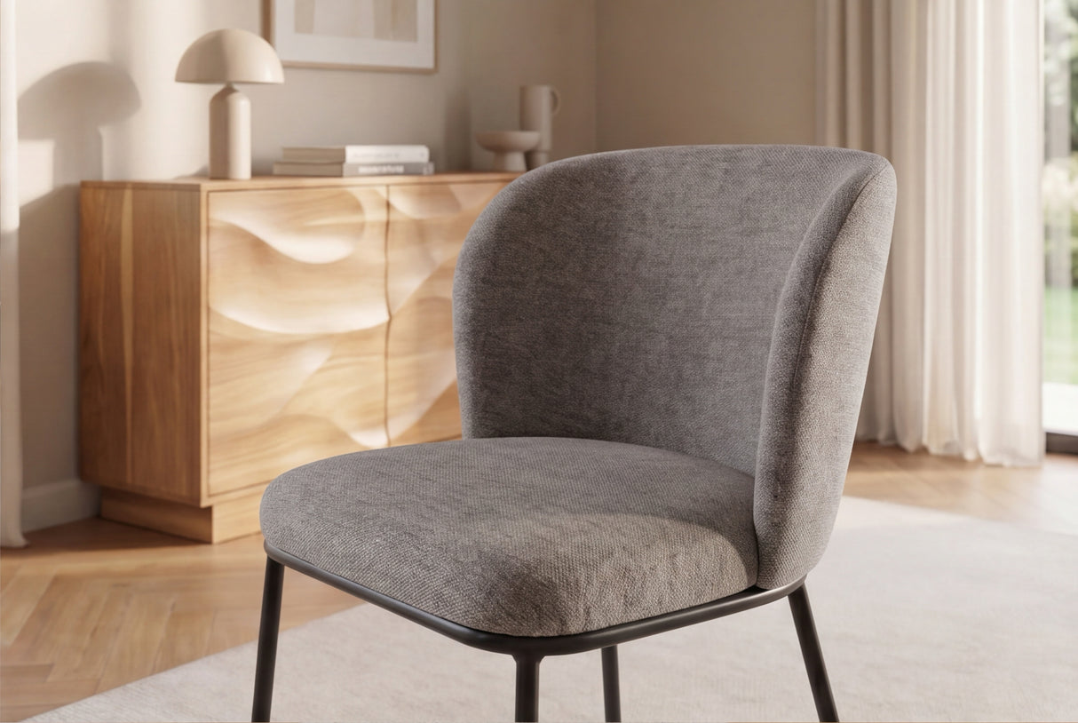 Stuhl LYON Metallgestell schwarz graubeige