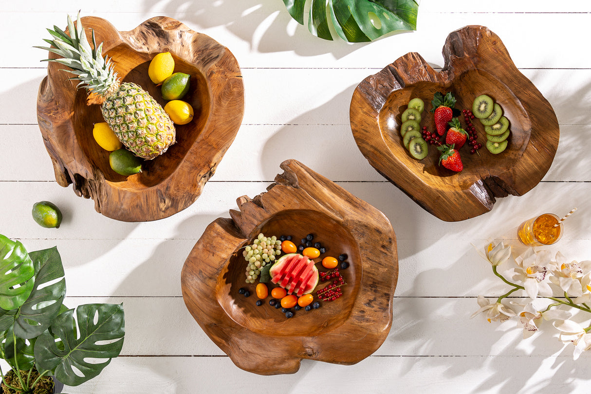 Root wood bowl 50cm teak wood natural