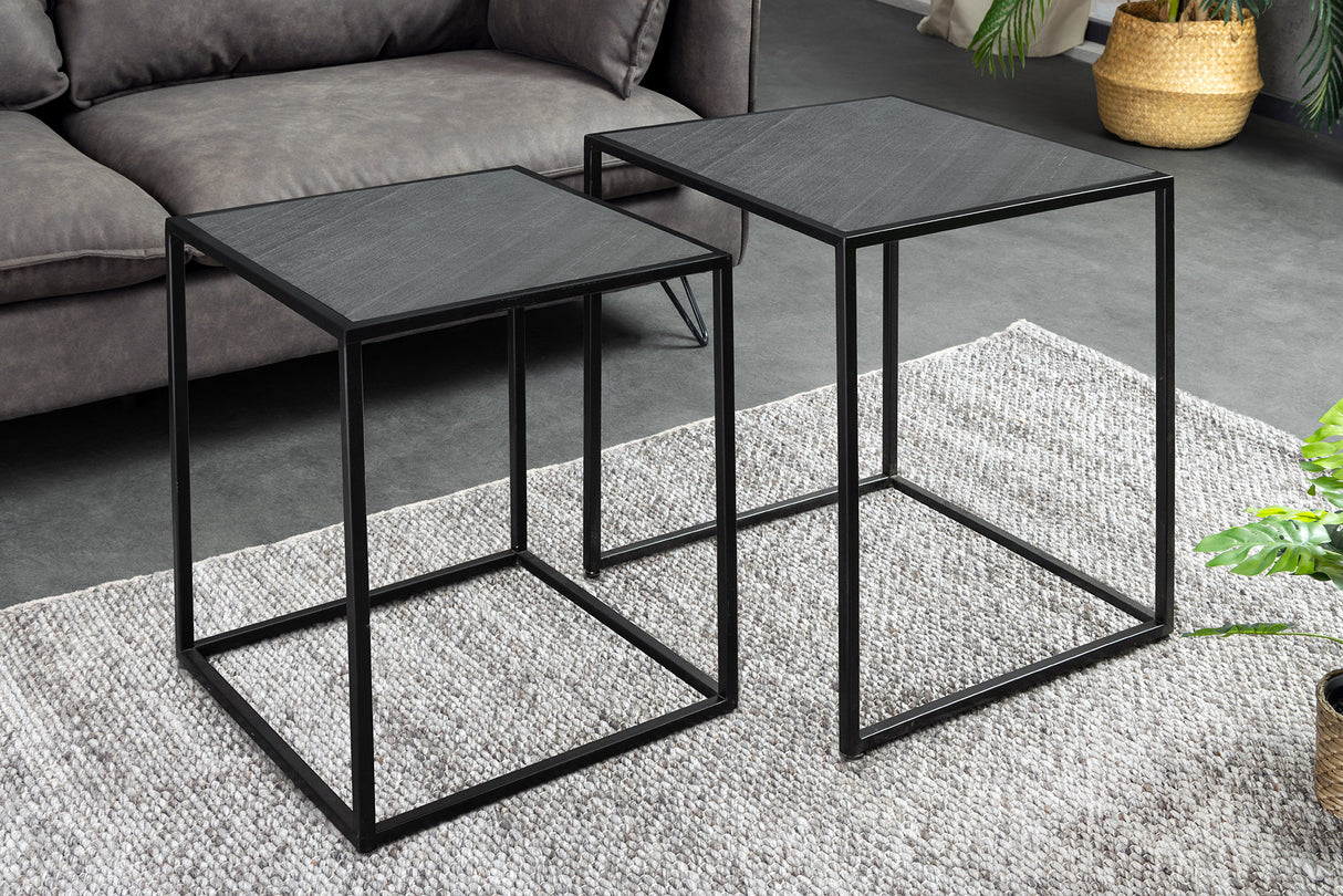 Couchtisch MOUNTAIN SOUL 45/40cm 2er Set Marmoroptik schwarz