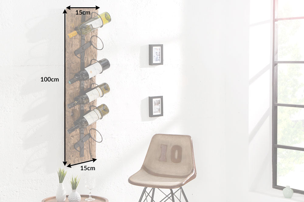 Wand Weinregal EUPHORIA BARRACUDA 100cm massives Teakholz