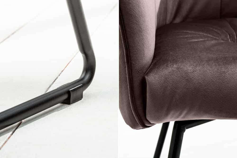 Chair LOFT with armrests velvet taupe brown