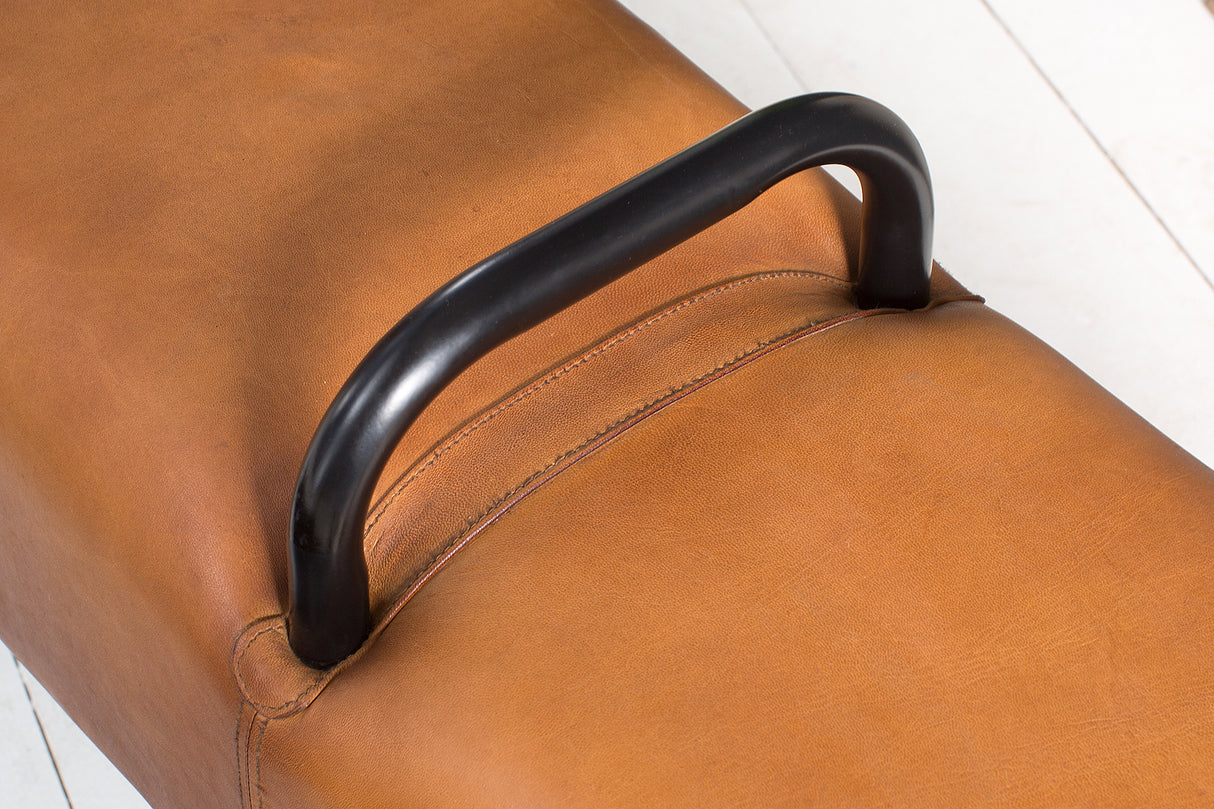 Bench BOCK 134cm with handles genuine leather light brown