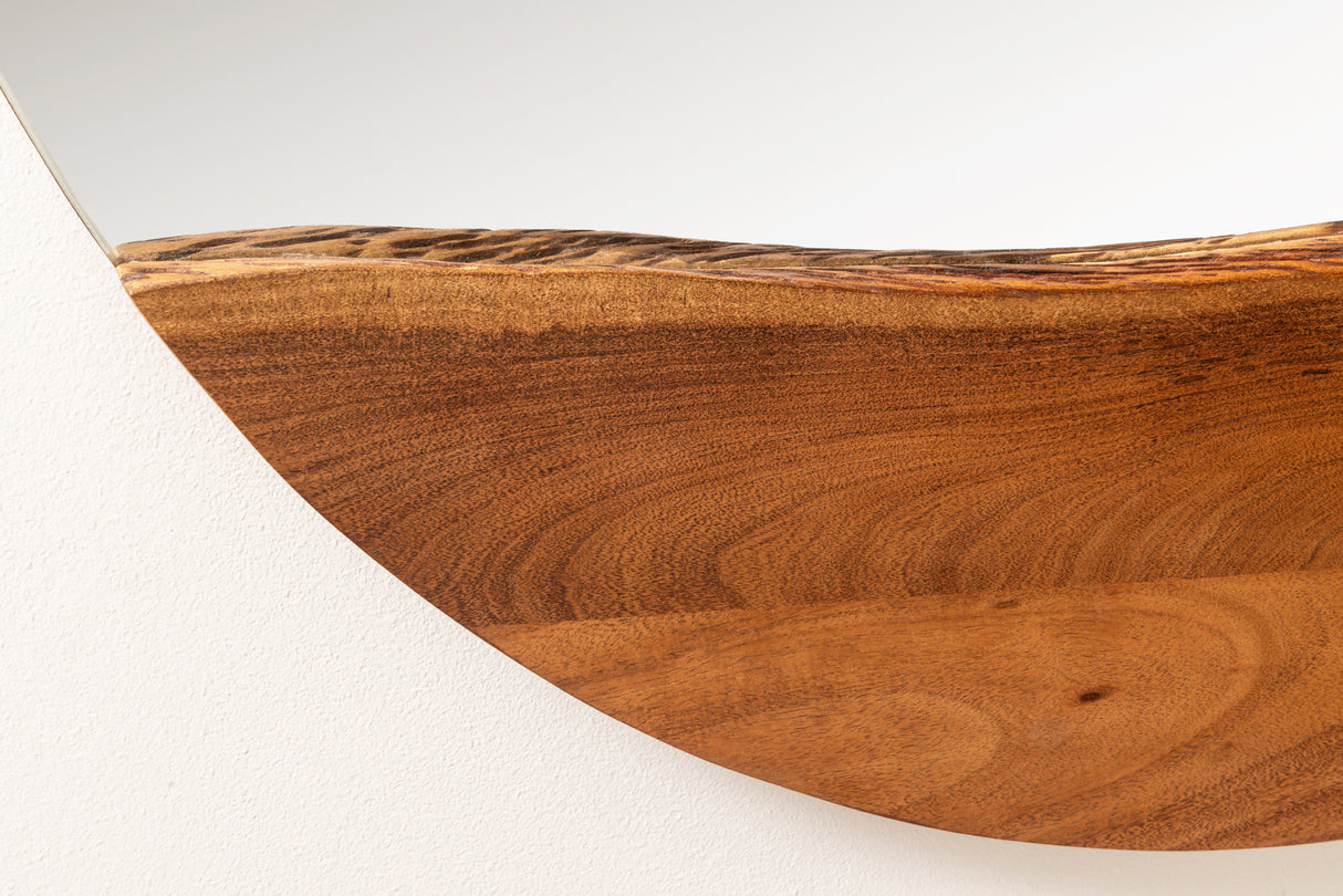 Wall mirror LIVING EDGE 100cm round natural edge brown acacia wood