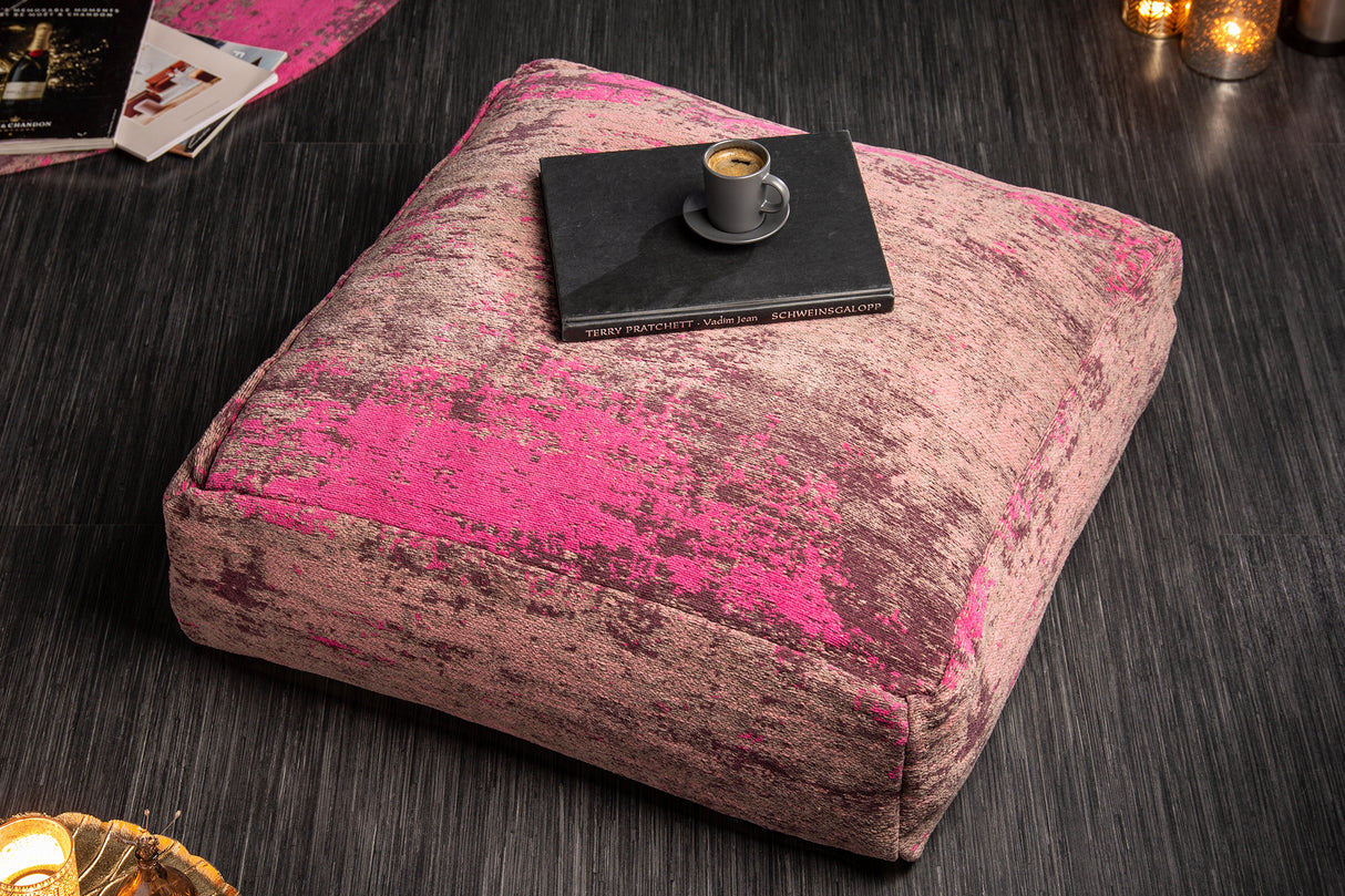 Floor cushion MODERN ART 70cm flat woven fabric dusky pink