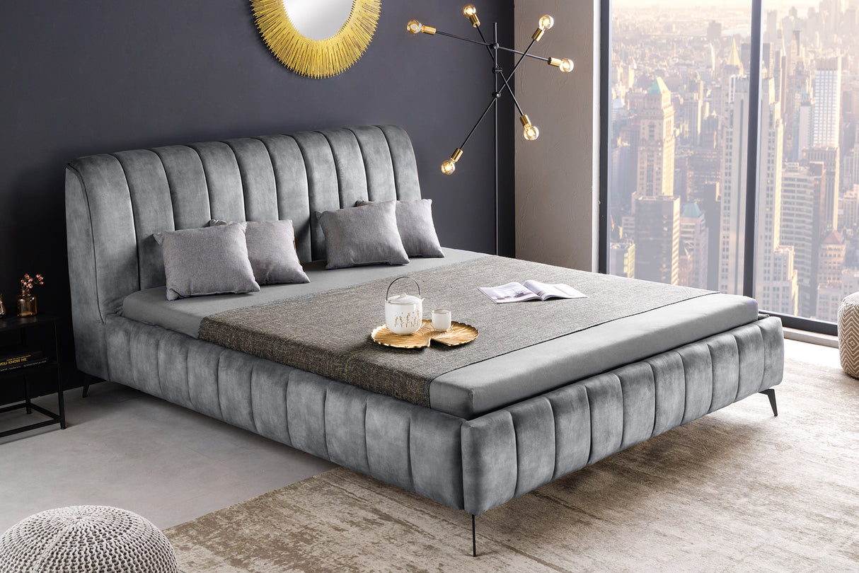 Bed AMSTERDAM 180x200cm velvet grey
