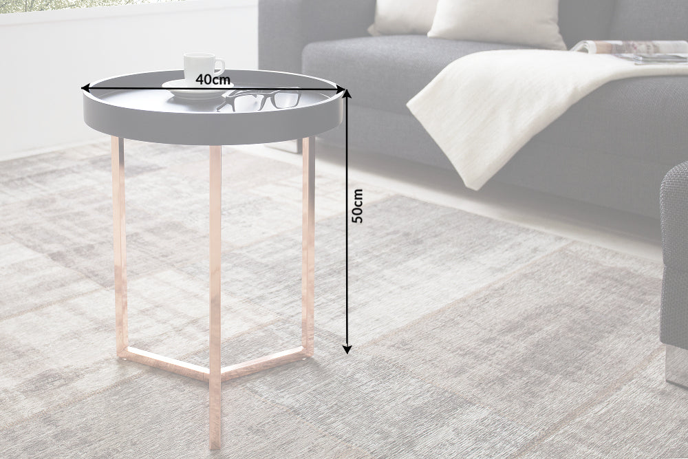 Side table MODULAR 40cm black copper w/ removable tray