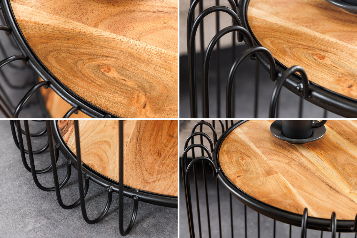 Beistelltisch TRUE ELEMENTS 50cm Gestell schwarz Akazienholz natur