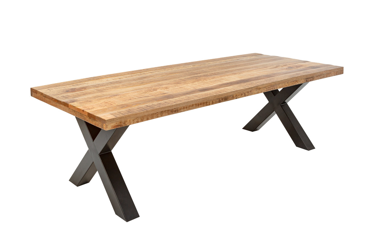 Esstisch IRON CRAFT 240cm X-Beine Mangoholz natur