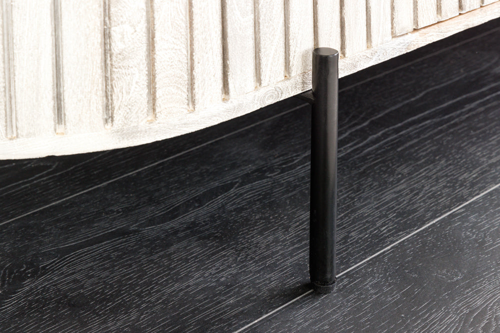 Sideboard ADLON 170cm mango wood grey w/ marble top white and black