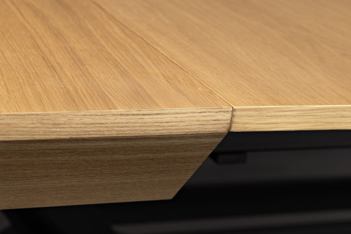 Dining table GIANT 200-320cm extendable natural oak wood look w/ black metal frame