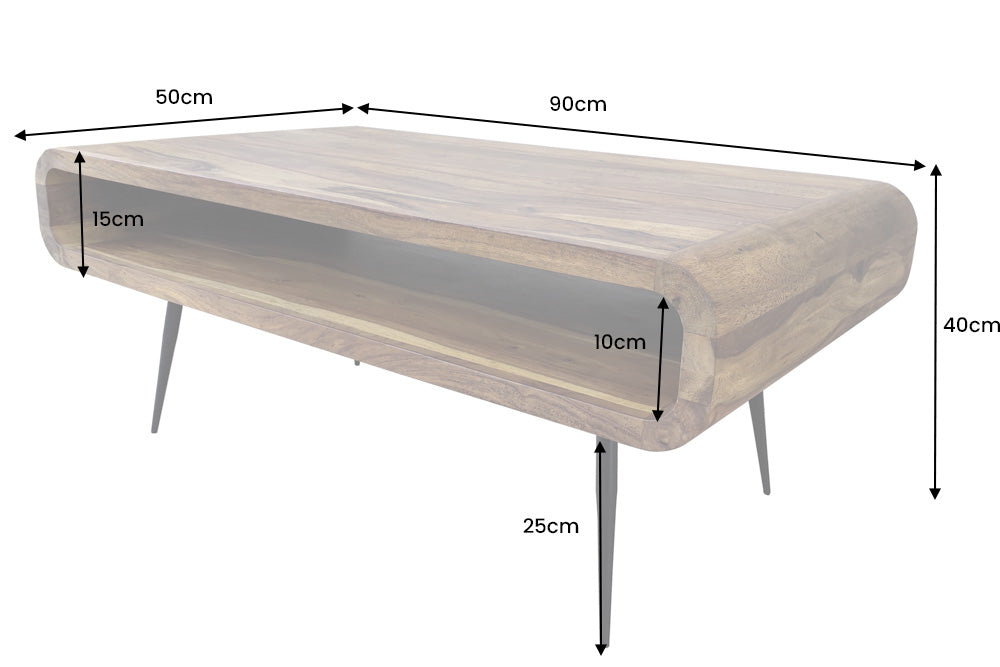 Coffee table ALPHA 90cm sheesham stone finish