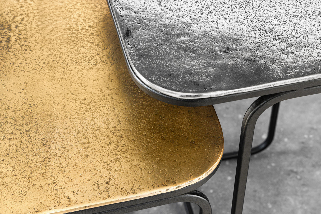 Beistelltisch ABSTRACT 2er Set 40cm gold silber schwarz Metallgestell