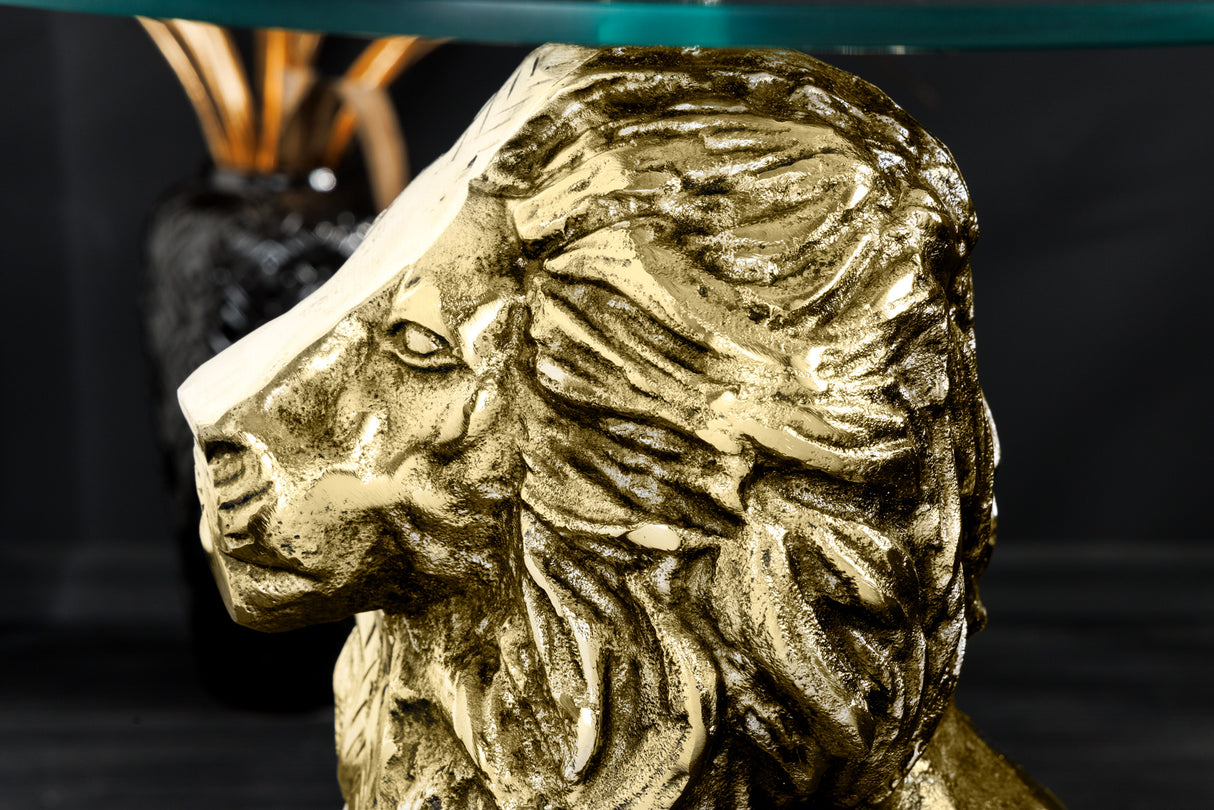 Beistelltisch WILDLIFE LION 60cm Antik Gold