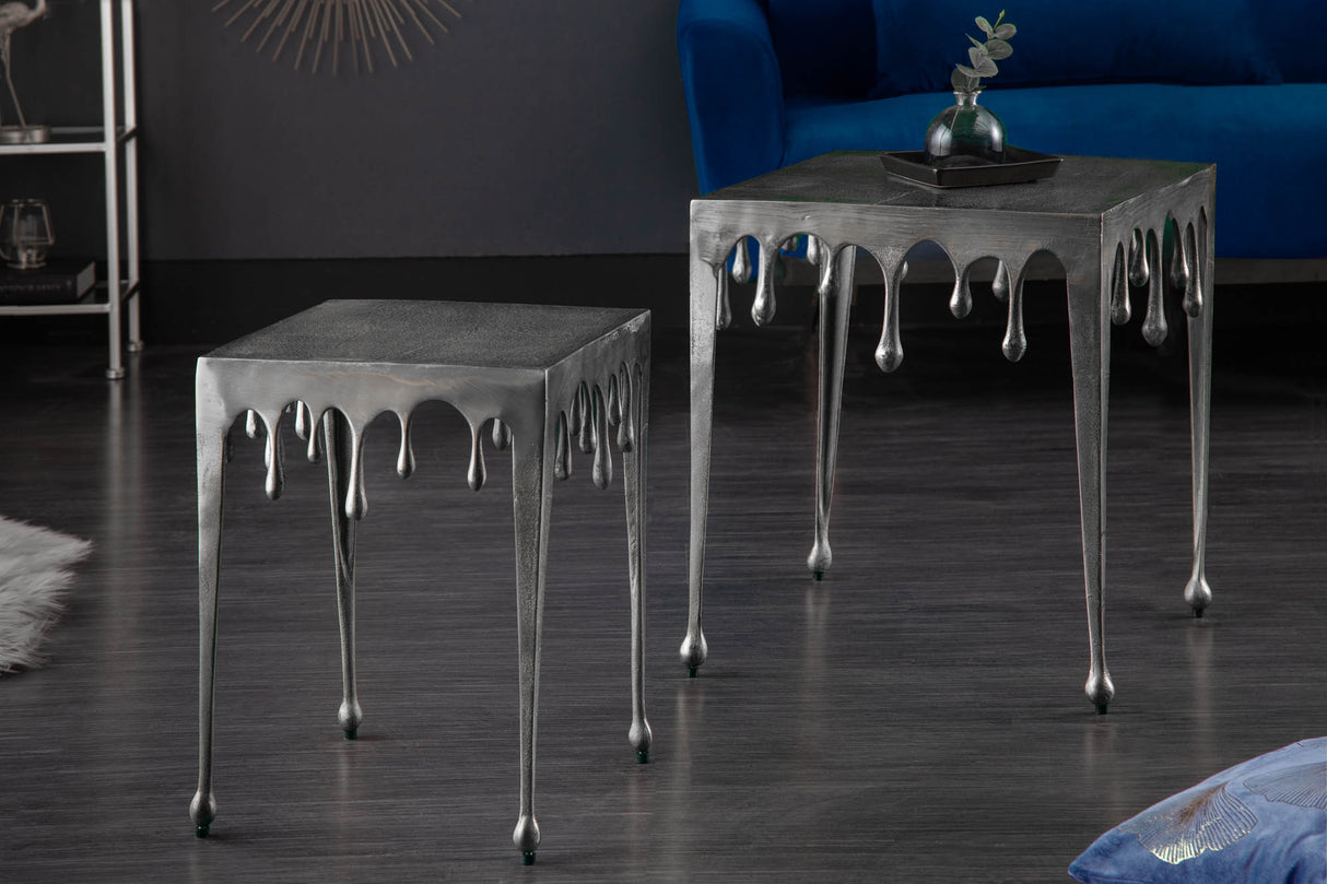 Side table LIQUID LINE L 50cm square silver