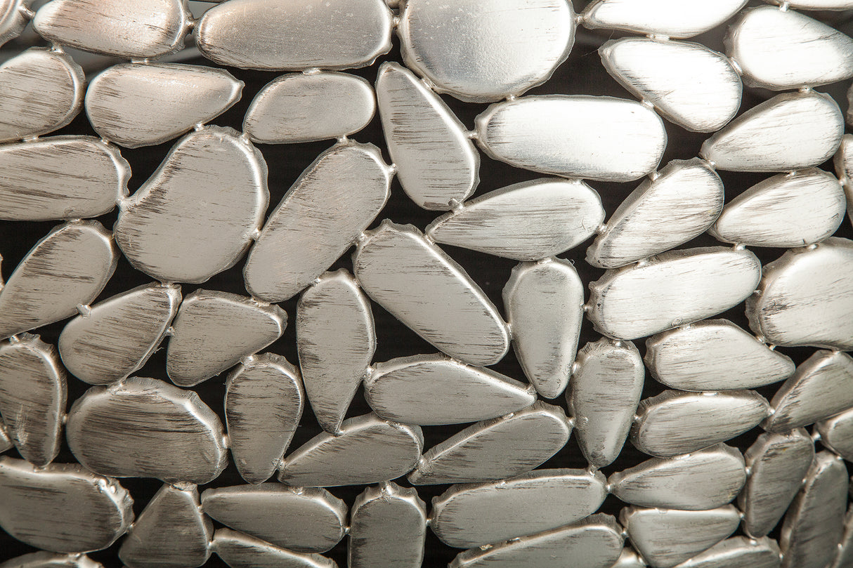 Couchtisch STONE MOSAIC 2er Set 54-66cm Mangoholz Platten silber