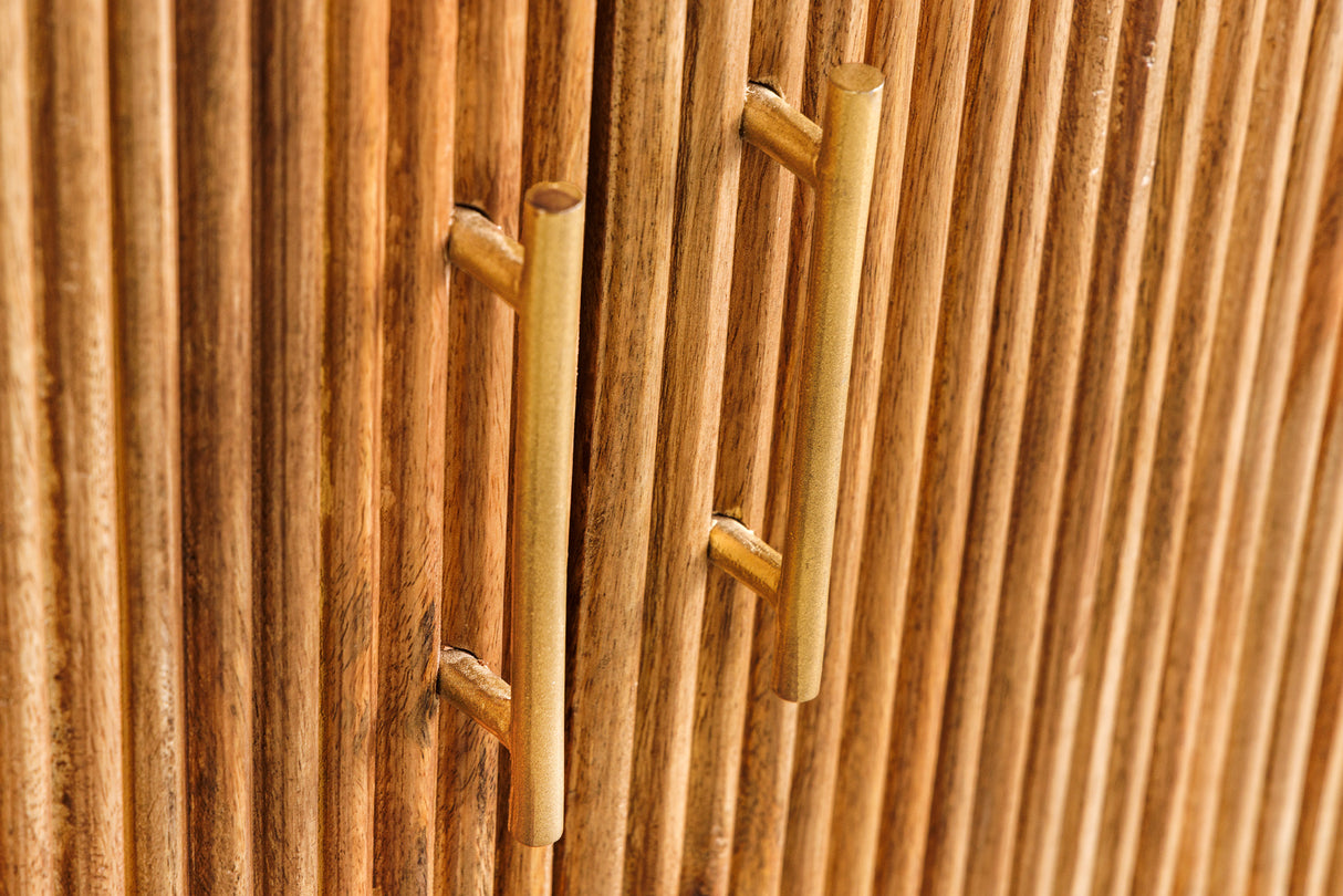 Sideboard TRES CHIC 105cm mango wood natural w/ white marble top and golden handles