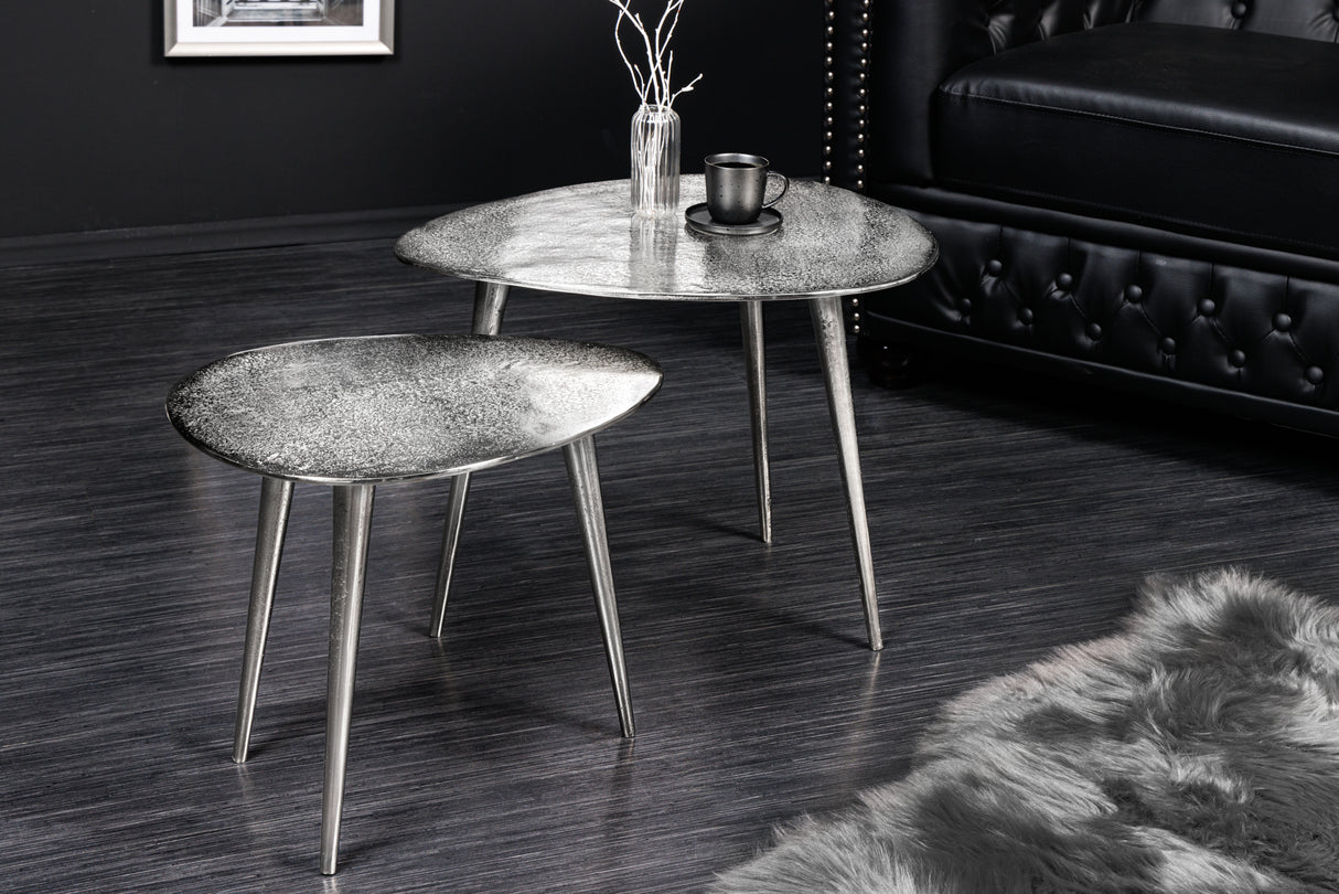 Couchtisch ELEMENTS 2er Set silber