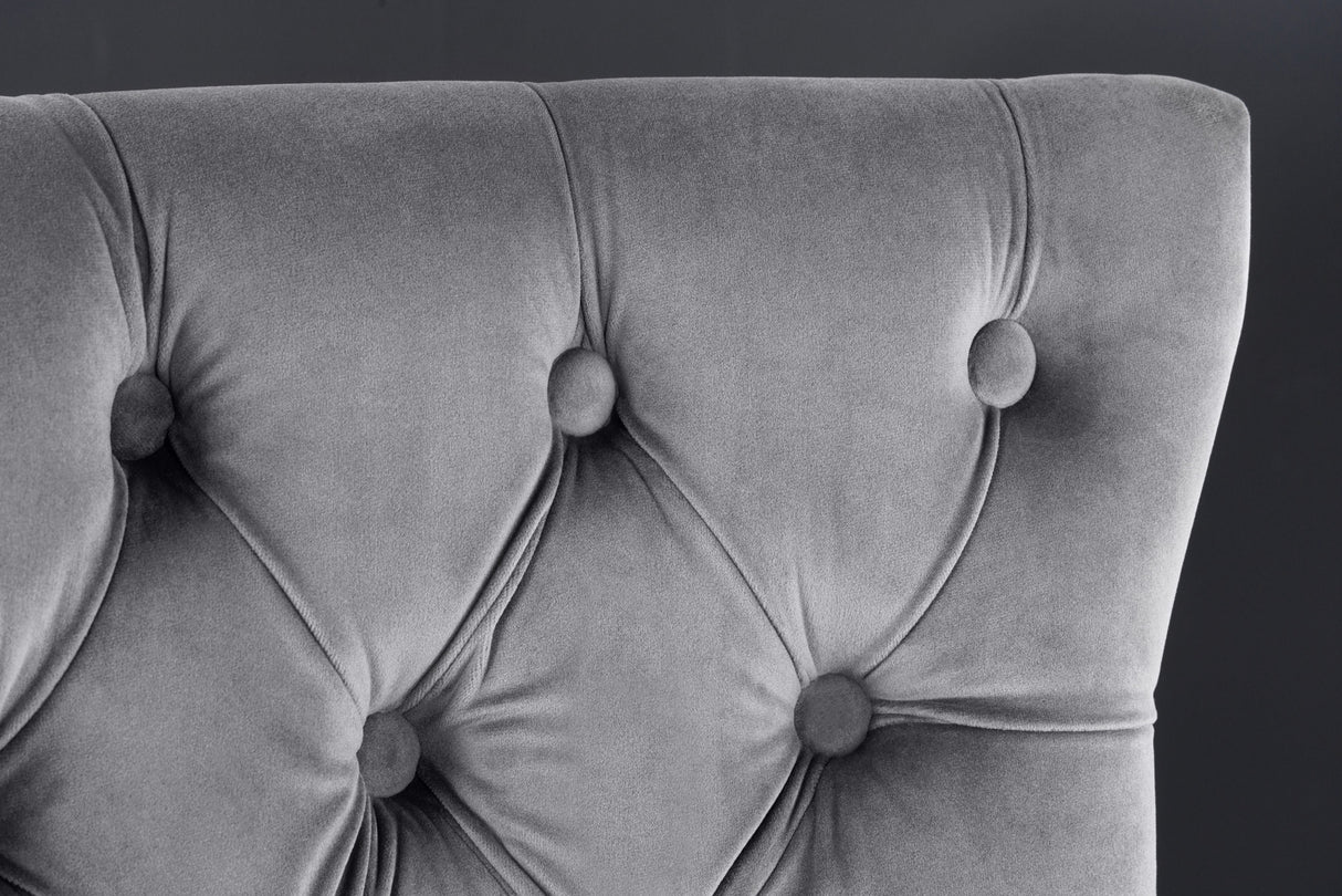 Barstuhl CASTLE DELUXE 74cm mit Löwenkopf Samt grau im Barockstil