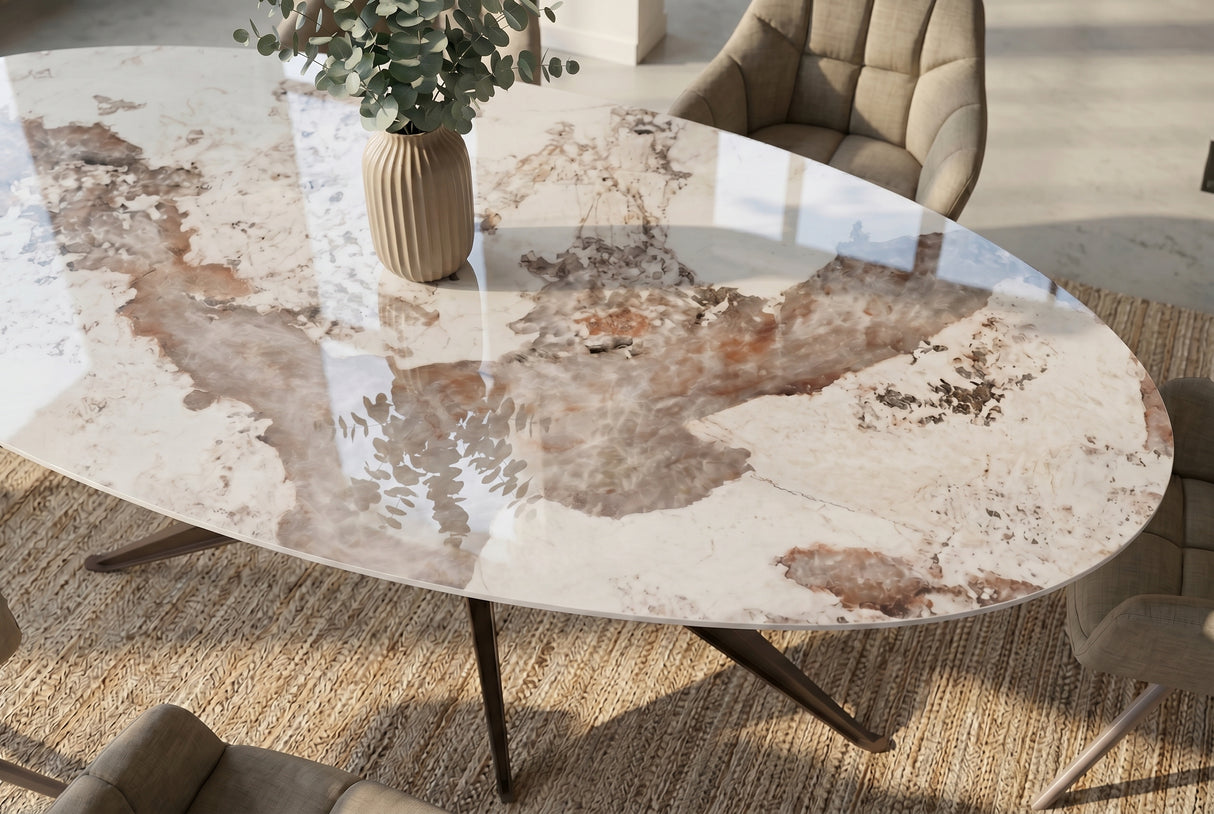 Dining table PANDORA 220cm oval ceramic bronze