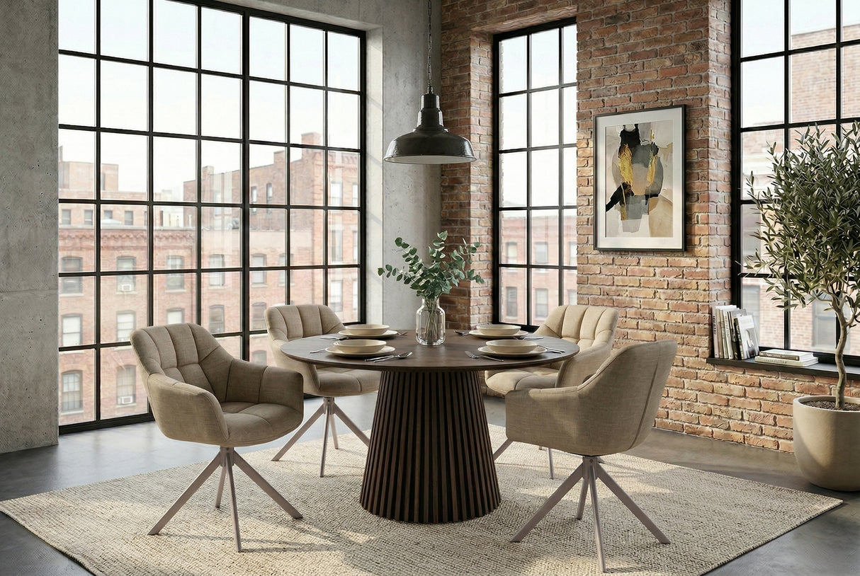 Swivel chair PAPILLON rotatable 180° w/ armrests velvet beige greige