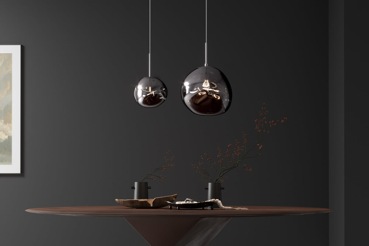 Pendelleuchte LIQUID DIAMOND 20cm Glas Rauchoptik