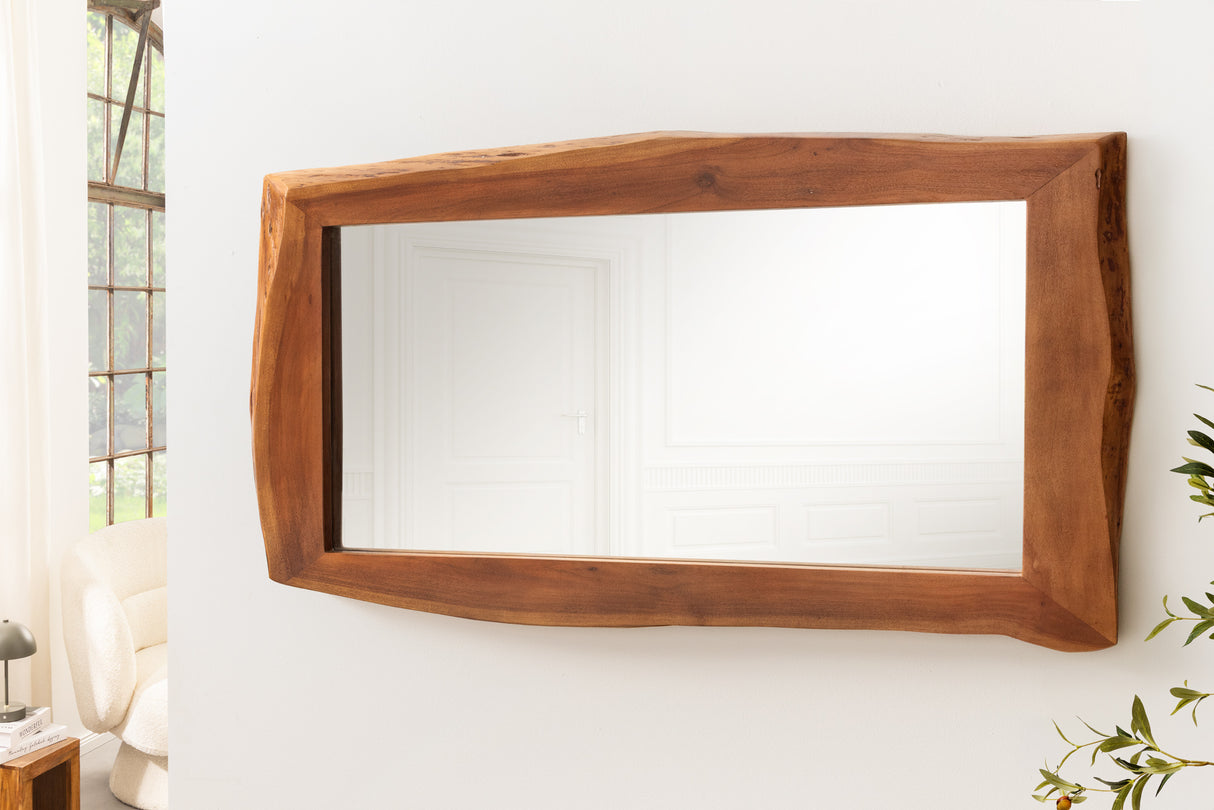 Wall mirror MAMMUT 160cm natural edge brown acacia wood