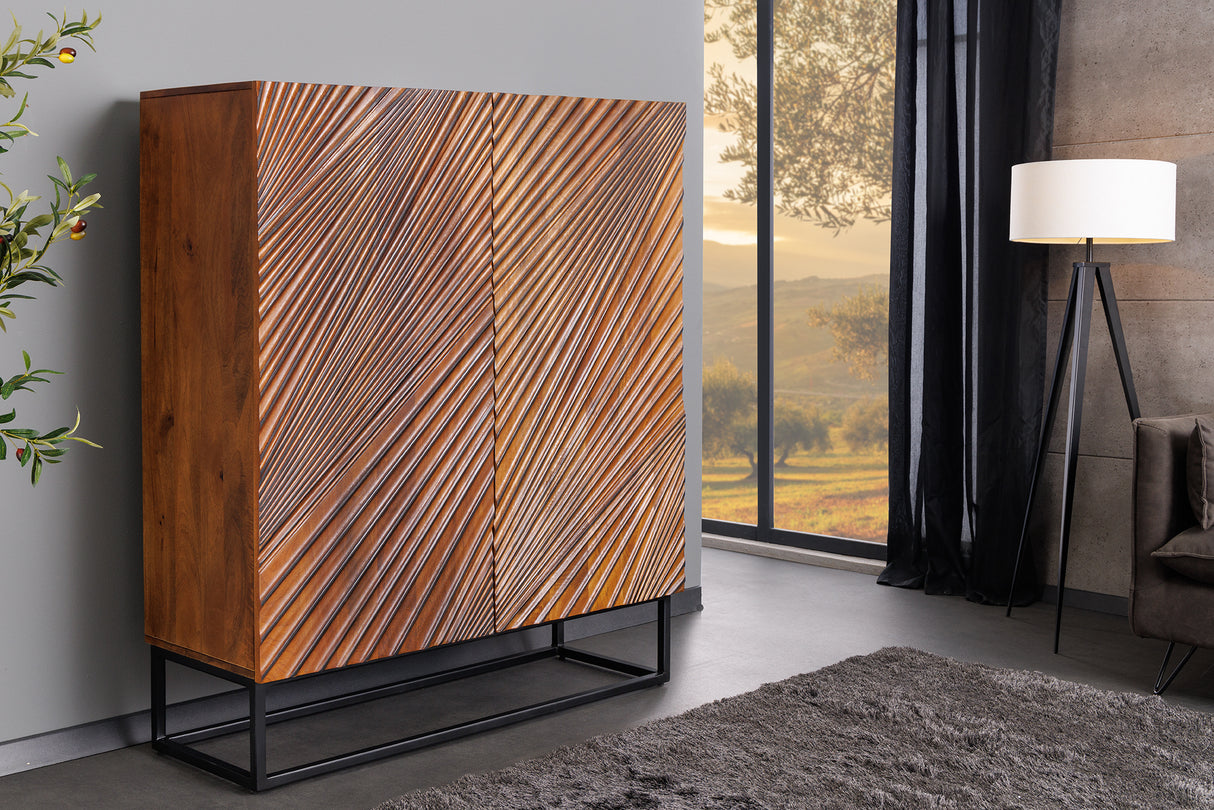 Highboard LINE ART 120cm 3D mango wood brown black