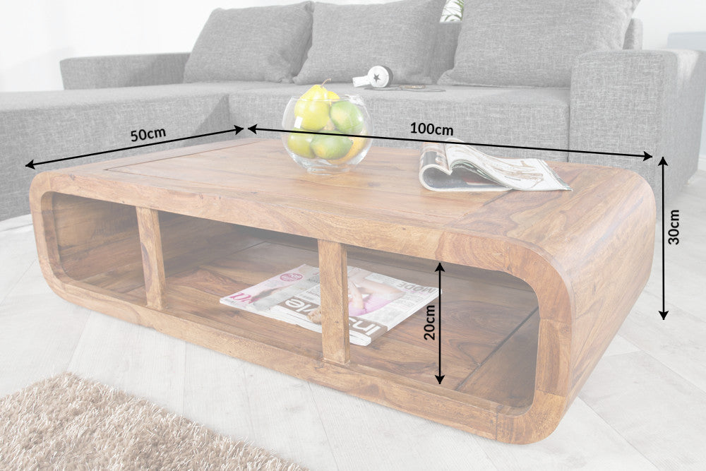 Couchtisch CURVED 100cm Sheesham Holz