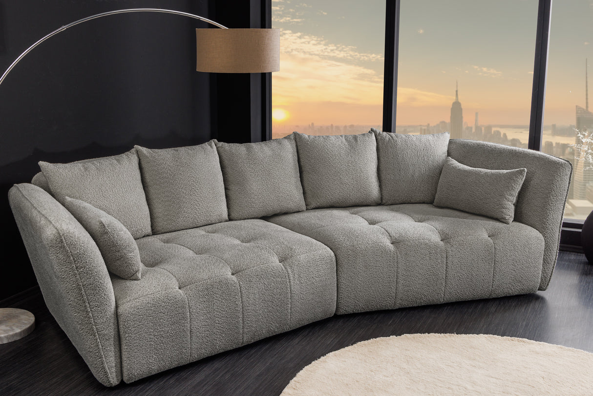 Sofa ROYAL 295cm XL spring core removable cover bouclé grey