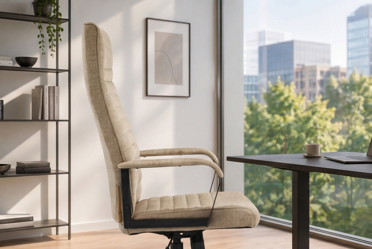 Bürostuhl LAZIO 49-59cm mit Wippfunktion Samt Velours Beige