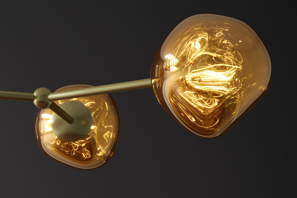 Pendelleuchte LIQUID DIAMOND 5 Glasschirme gold