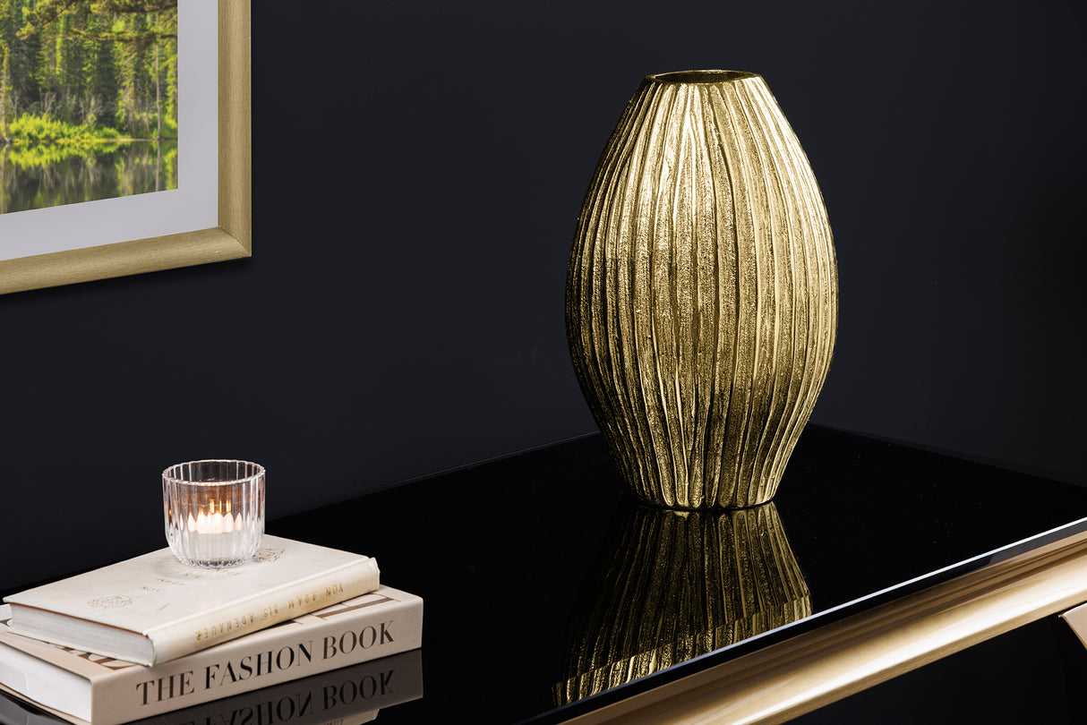 Vase ELEGANCE 30cm with hammer stroke effect antique gold