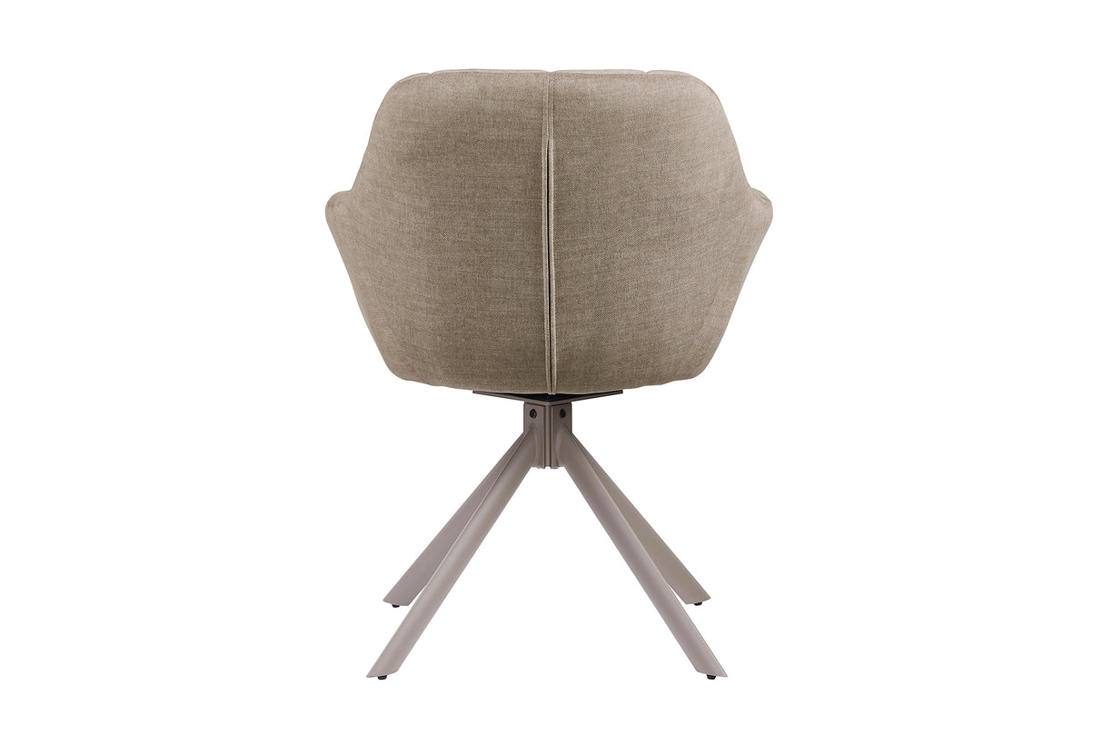 Swivel chair PAPILLON rotatable 180° w/ armrests velvet beige greige