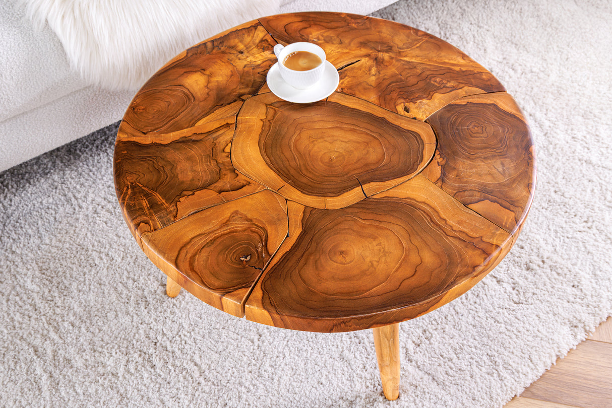 Coffee table MOSAIK Ø 60cm teak wood natural