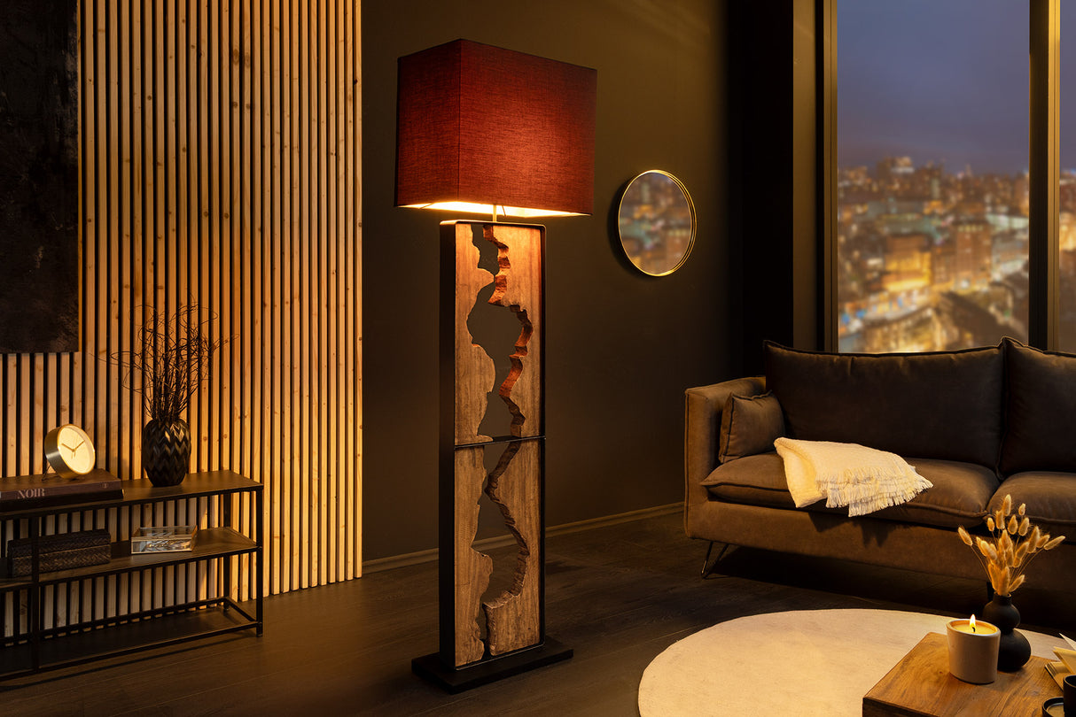 Stehleuchte DESIGNED BY NATURE 165cm Regenbaumholz natur schwarz