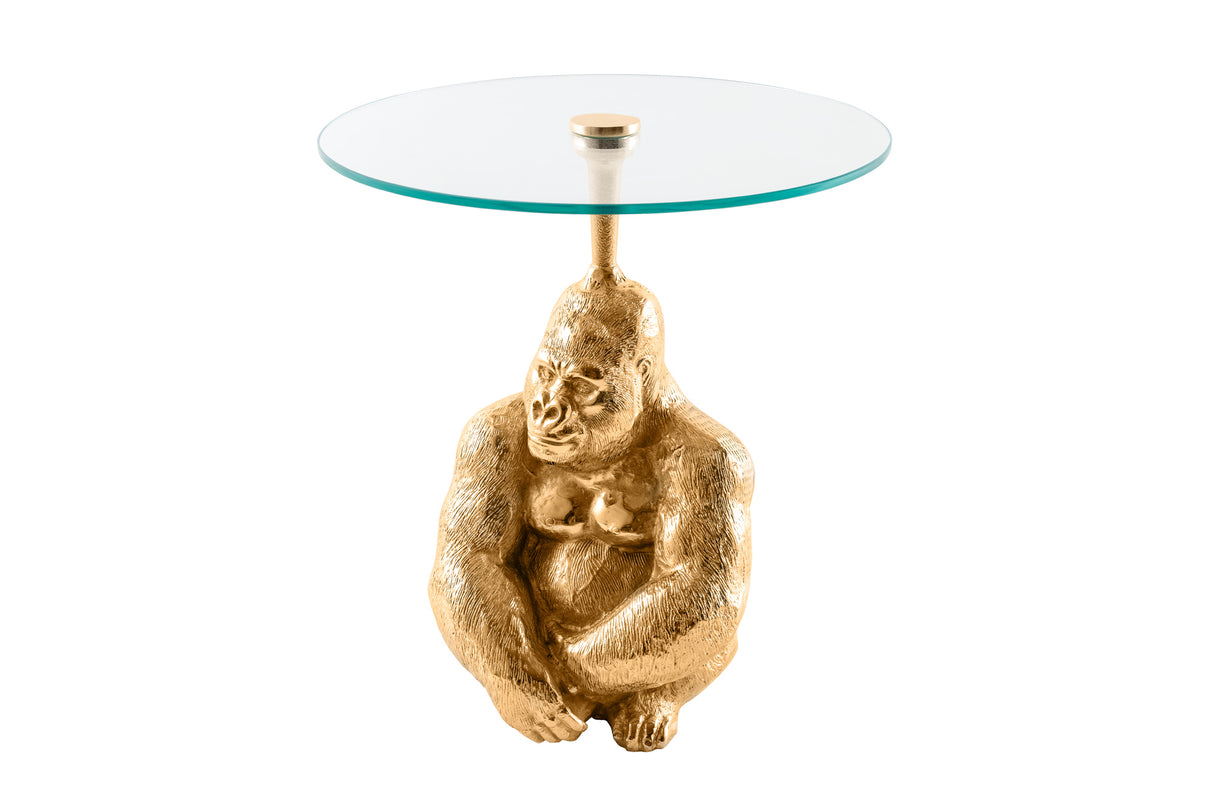 Beistelltisch KONG 50cm gold mit 45cm Glasplatte