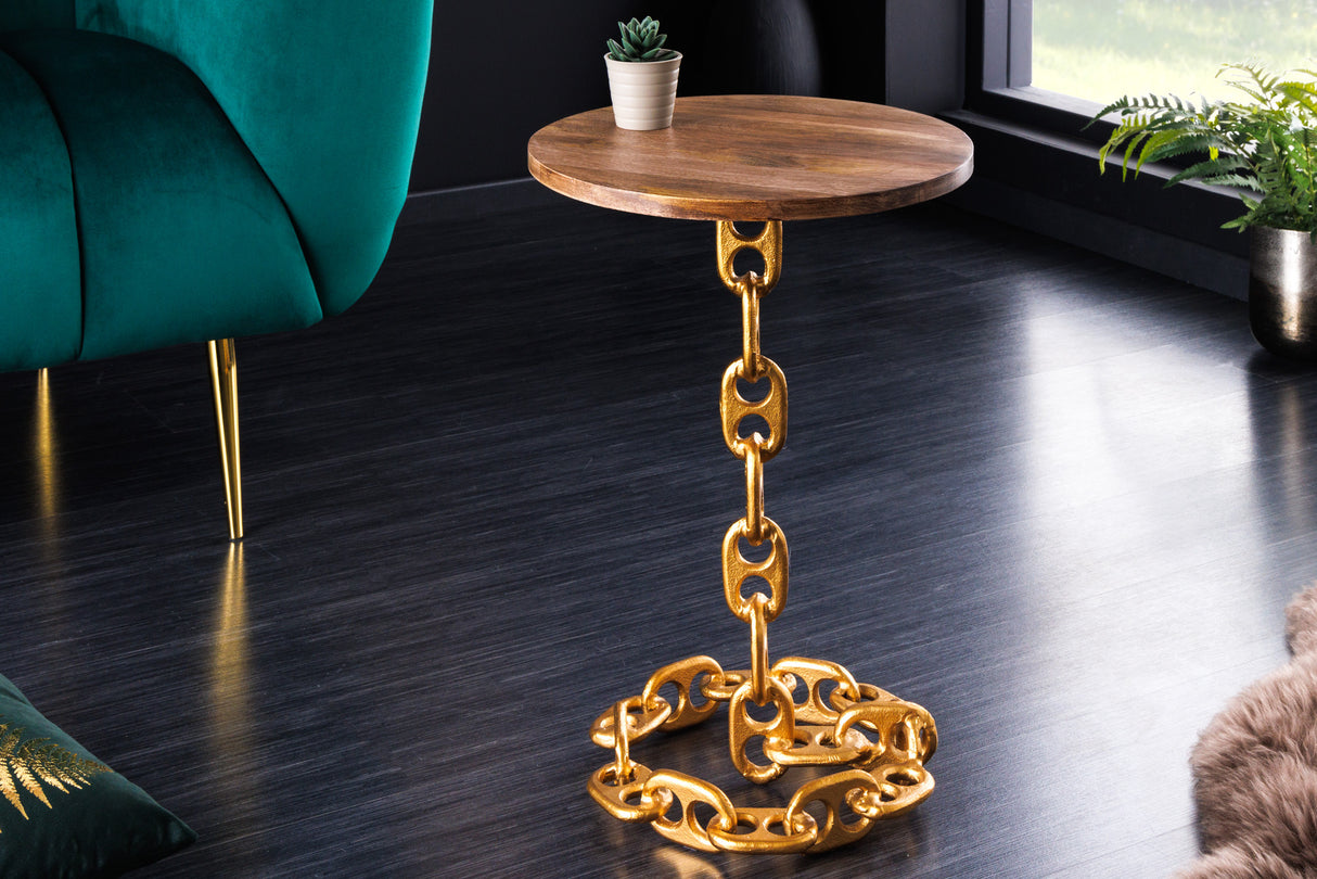 Beistelltisch CHAIN 55cm mit Mangoholzplatte