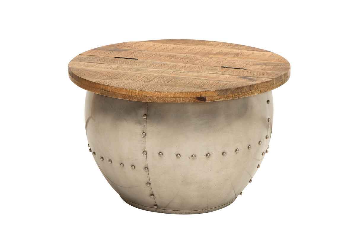 Couchtisch DRUMP STORAGE 68cm massives Mangoholz natur