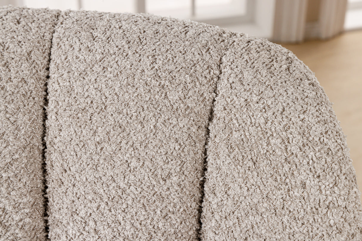 Swivel chair PAPILLON rotatable 180° w/ armrests bouclé beige