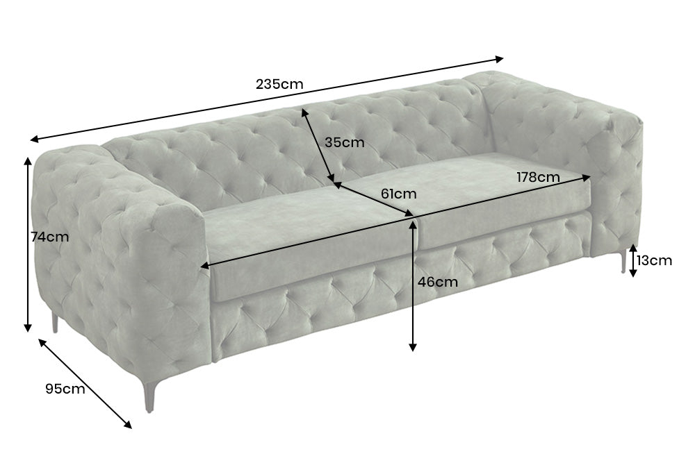 Sofa MODERN BAROCK 235cm 3-seater velvet dark green