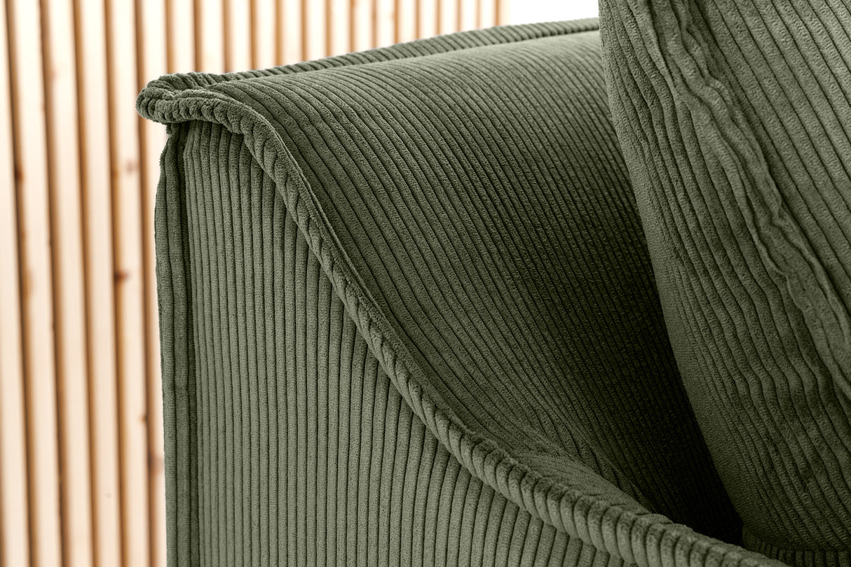 Sofa HEAVEN 200cm 3-seater spring core removable cover cord green