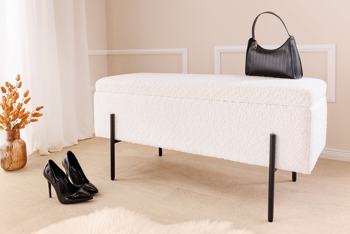 Bankspind LOFT 100cm Bouclé weiß