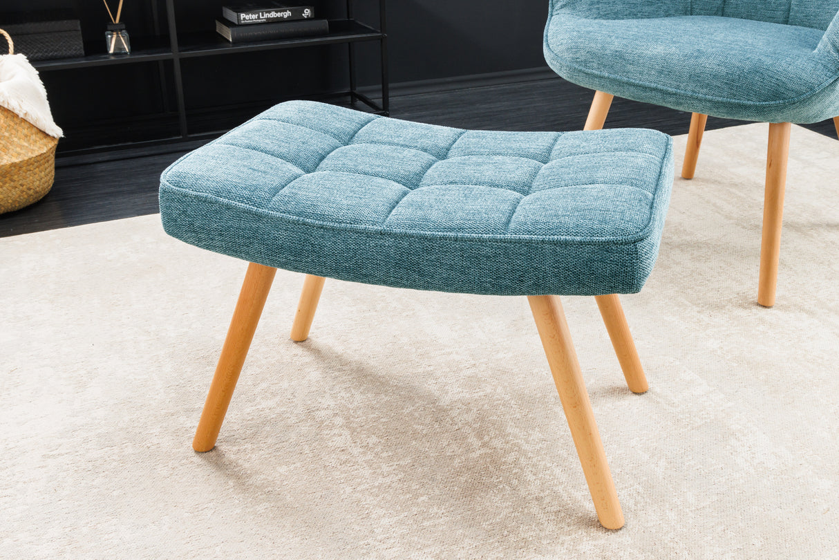 Stool SCANDINAVIA 40cm textured fabric blue