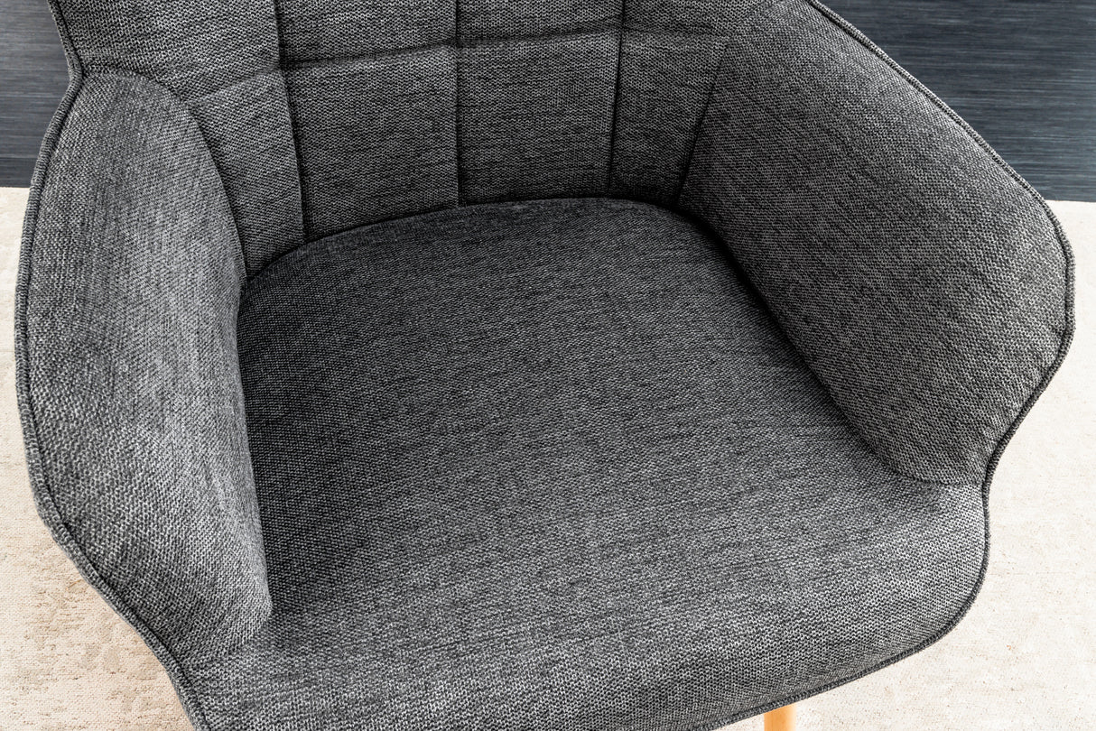 Armchair SCANDINAVIA with armrests textured fabric grey