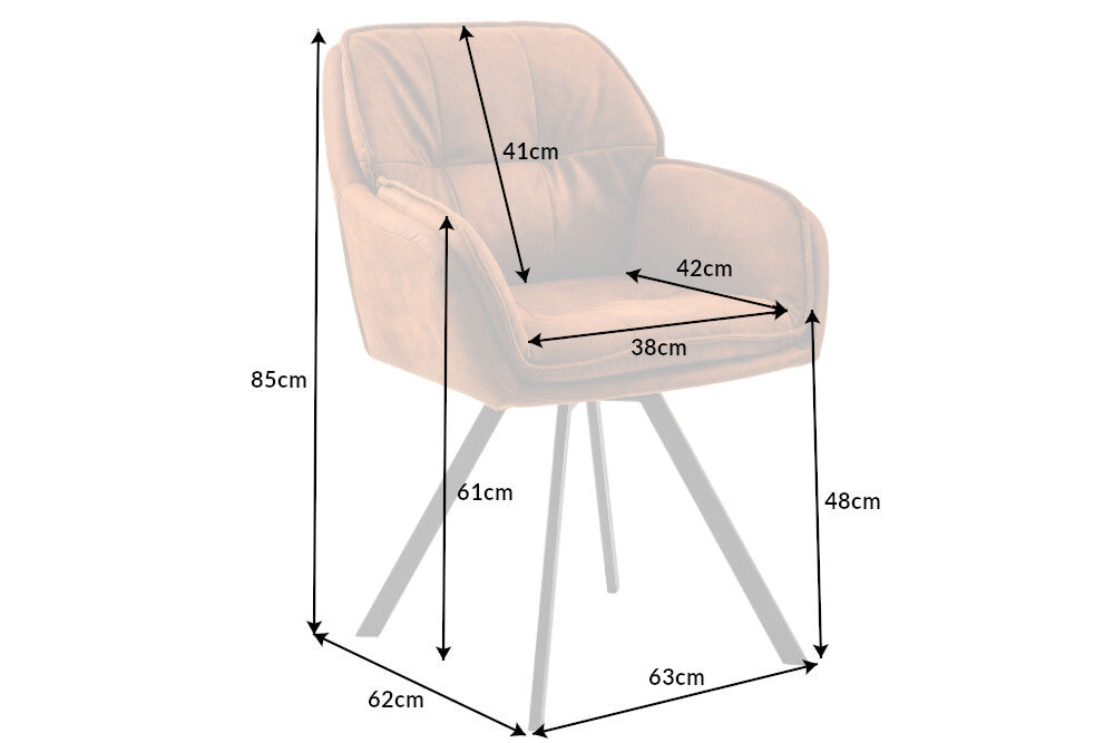 Swivel chair LOUNGER 180° with armrests microfibre light brown