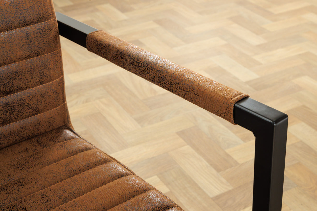 Cantilever chair LOFT with armrests microfibre antique brown black legs