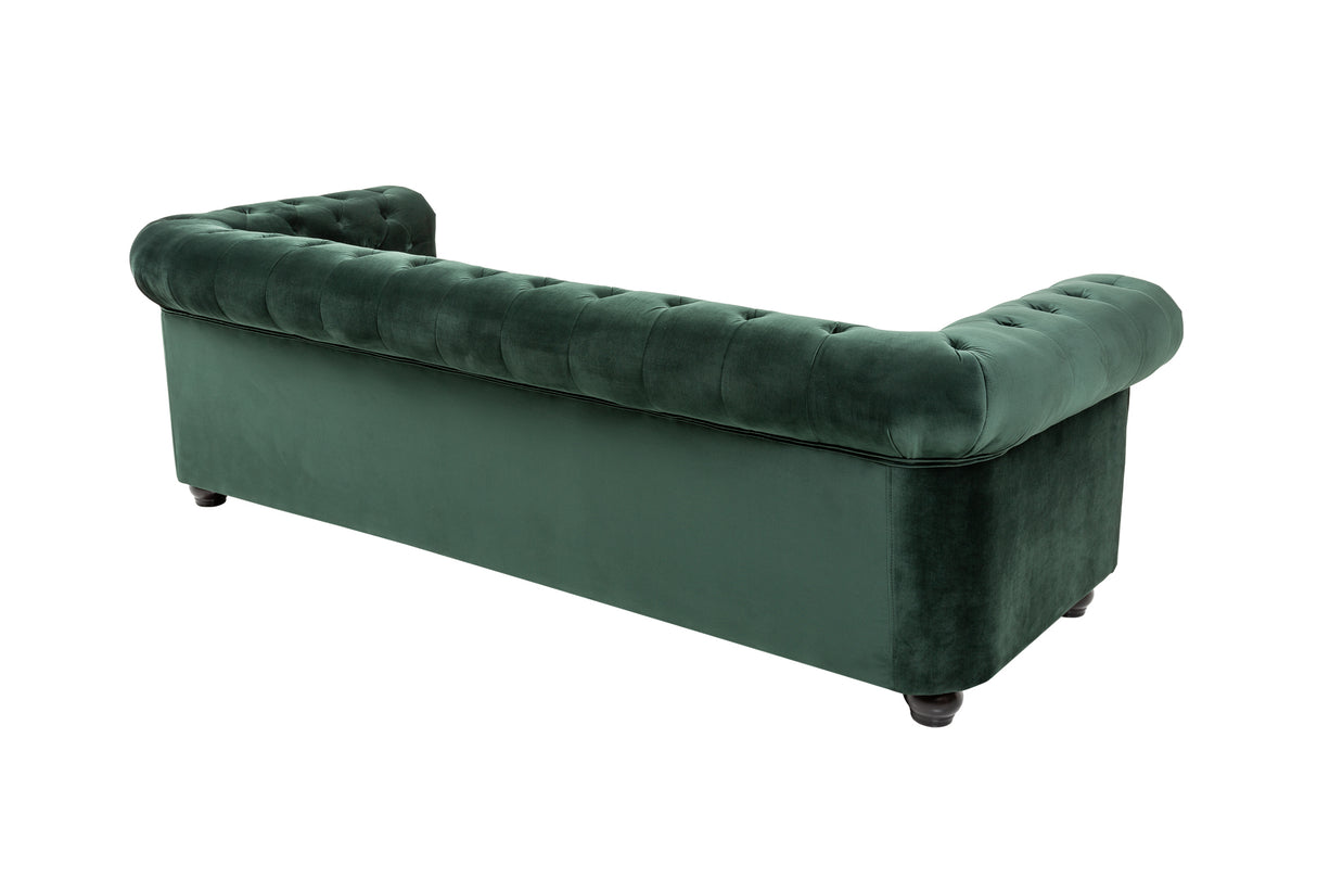 Sofa CHESTERFIELD 3-seater velvet emerald green