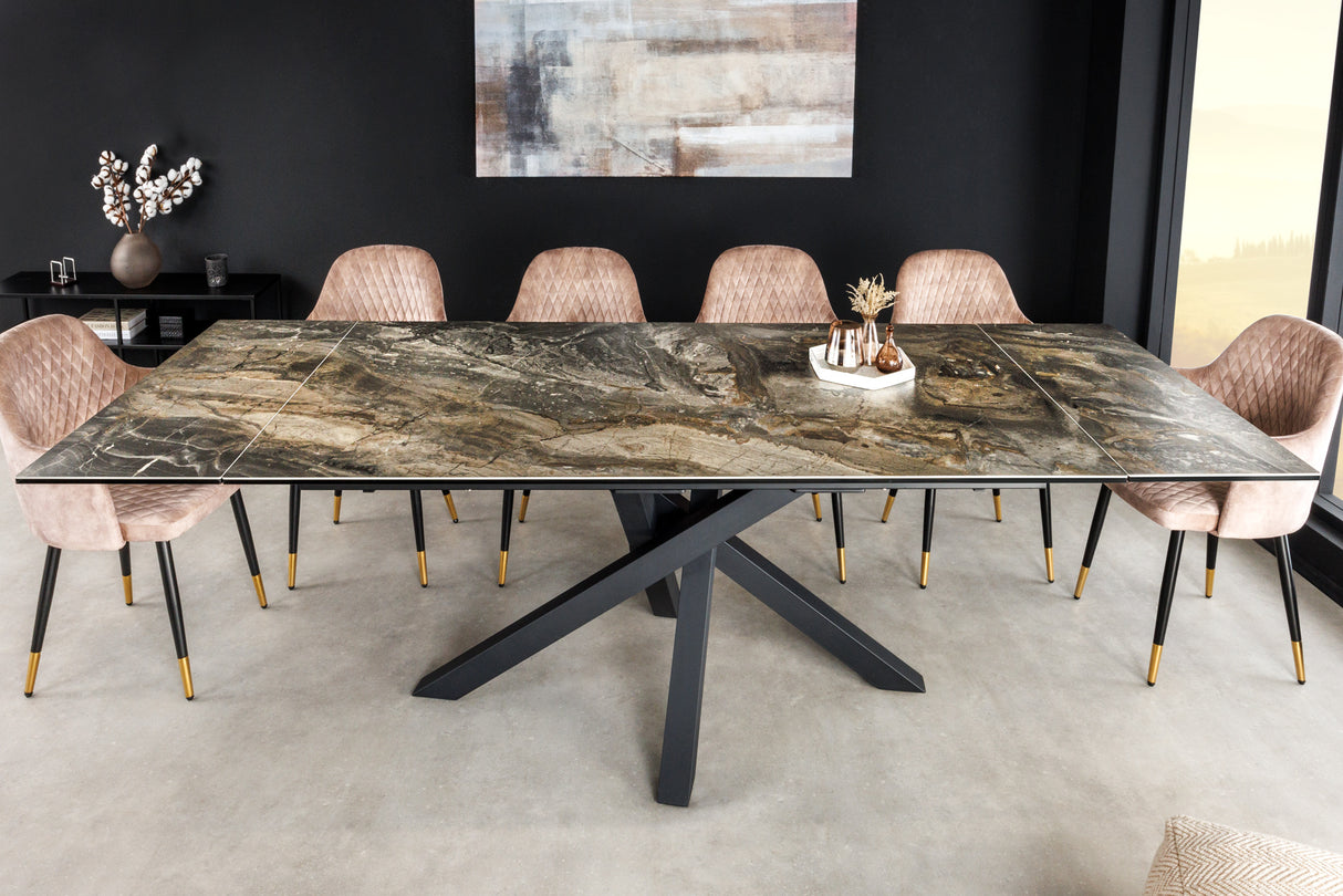 Esstisch MARVELOUS 180-220-260cm Keramik Marmor Optik taupe