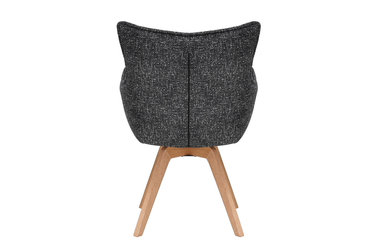 Drehstuhl VOGUE 360° mit Armlehnen Strukturstoff anthrazit mit Eichengestell natur